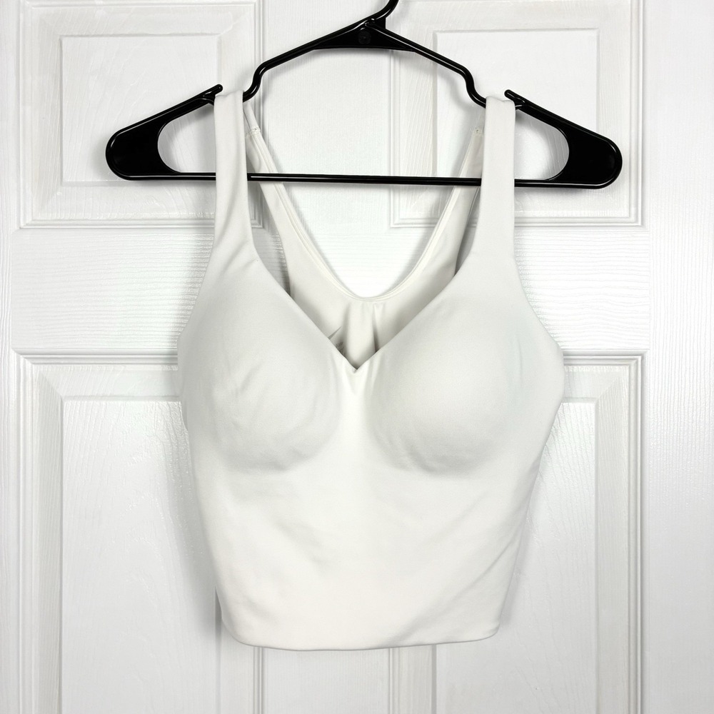 Nike Training Alate Medium Support Padded Longline Crop Tank Top White Medium